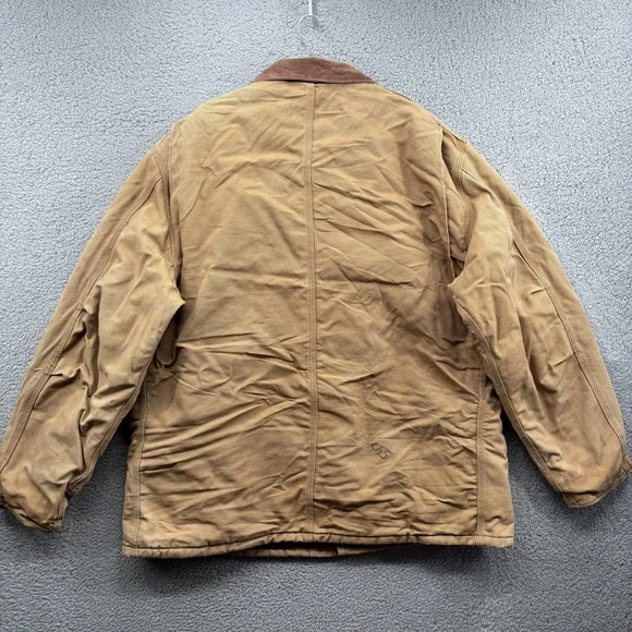 Carhartt Jacket Mens 52 Tall Quilted Lined Canvas Work Coat US GOVT Distressed - Picture 5 of 9
